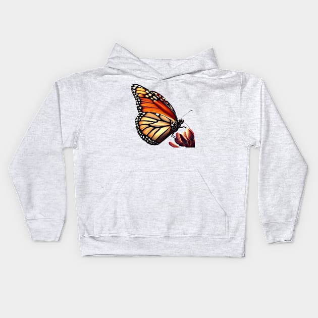 Monarch Butterfly on Flower Kids Hoodie by jillnightingale